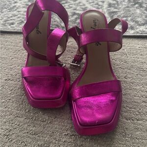 Free People Pink Metallic Platform Heels